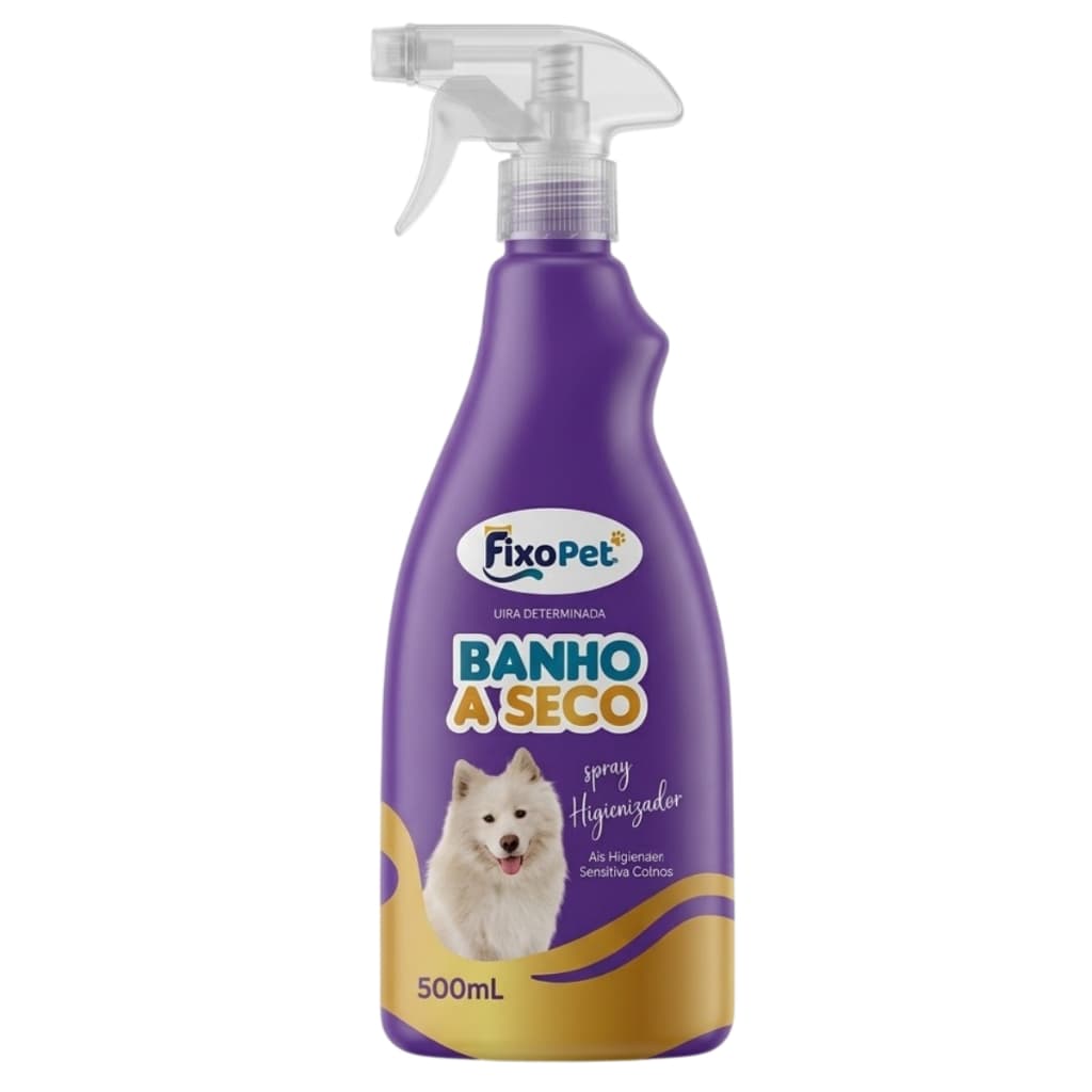 Banho a Seco para Cães e Gatos 500ml Fixa Pet Limpeza Sem Água Pet