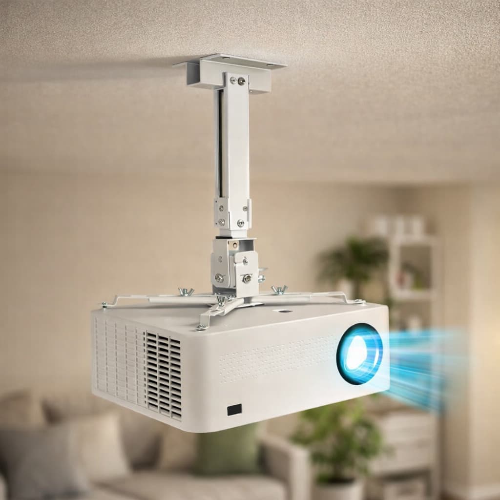 Suporte Universal Projetor Teto Parede Ajustável Aço Branco 3 Em 1 Regulável 43 a 65cm