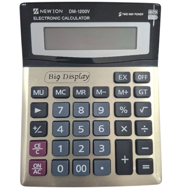 Calculadora Visor Display Tecla Grande 12 Digitos Mesa Escritório, Loja, Escola, Estudante - Solar ou Pilha