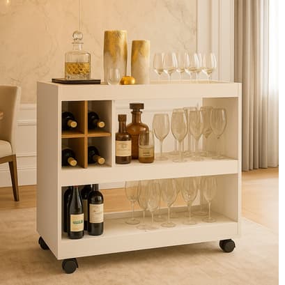Aparador Adega Bar 4050 Sala de Estar Luxo Com Rodizio  - Comprar Moveis Em Casa