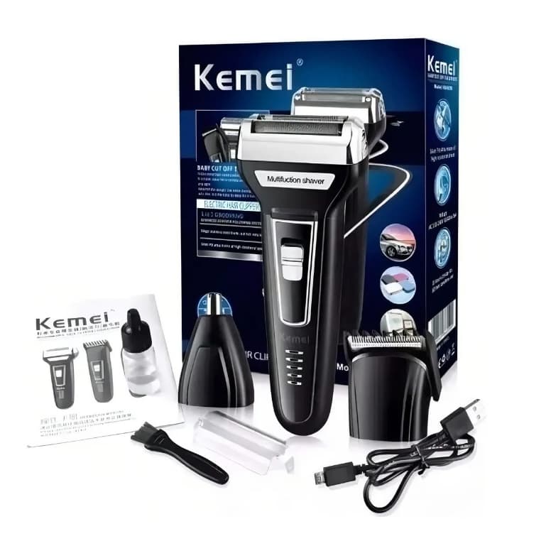 Maquina Barbear Kemei 3 Em 1 Nariz Barba Pelos e Corpo KM-6558