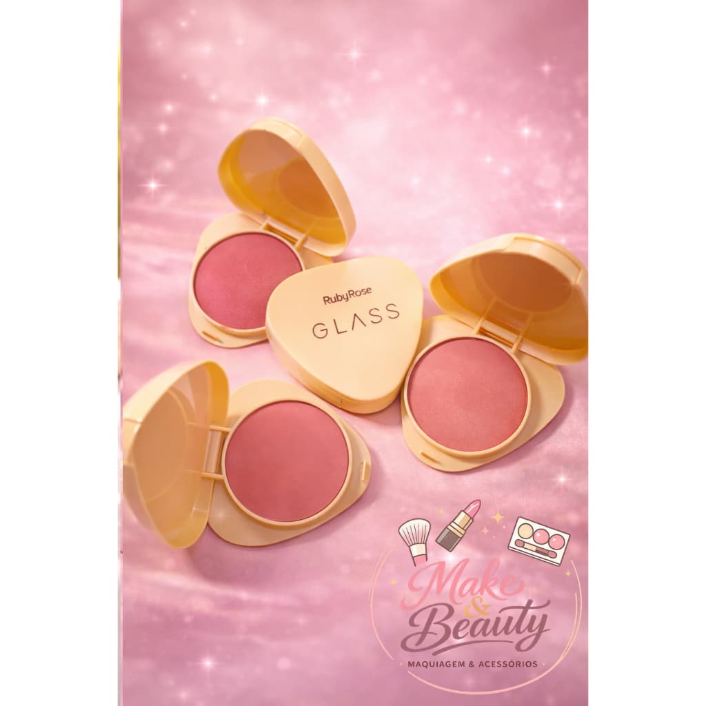 Blush Compacto Ultrafino Aveludado Glass Ruby Rose HB6120 – Acabamento Natural e Sofisticado