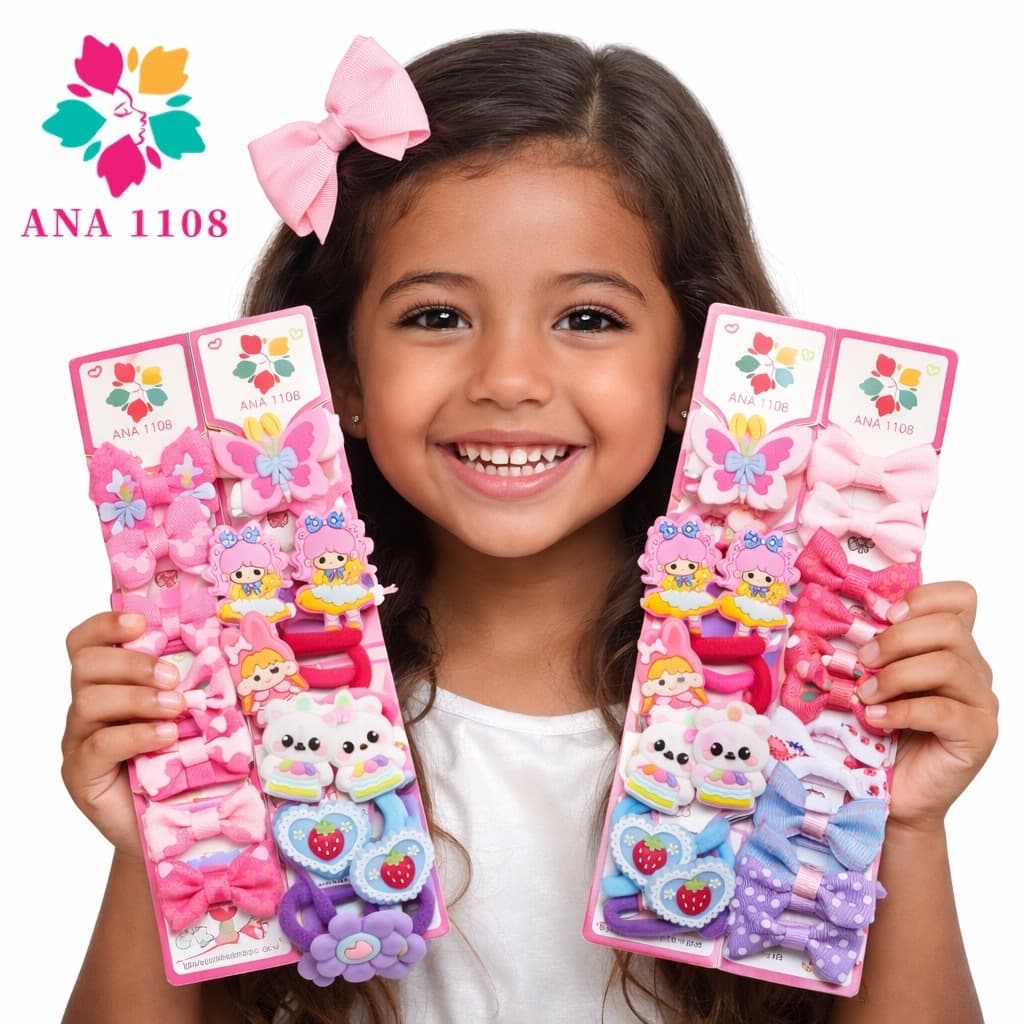 ANA 1108 Kit 24 Pcs de prendedor Infantil elastico+bico de pato desenho -modelo aleatório-Rich
