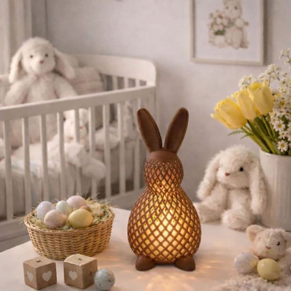Estatueta Coelho Decorativo para Páscoa com Vela Led
