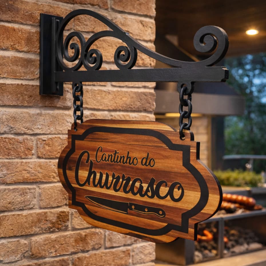 Placa Decorativa Cantinho do Churrascos Decorativo MDF