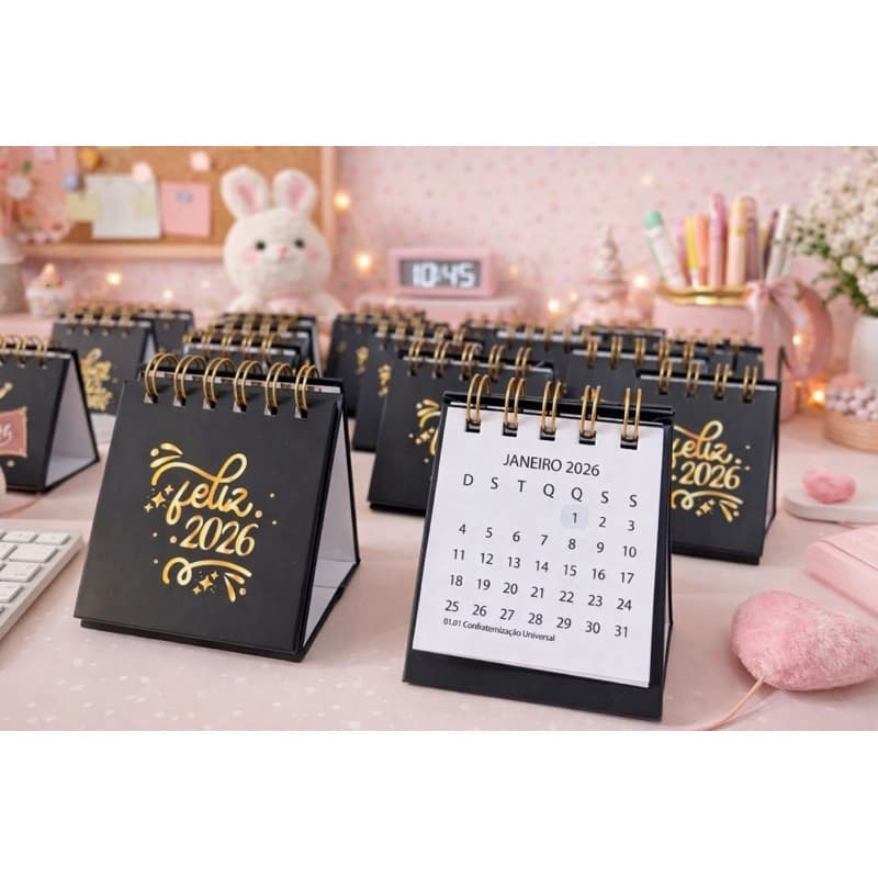 Envio Rápido - ✨ Mini Calendário de Mesa 2027 – Compacto, Elegante e Funcional