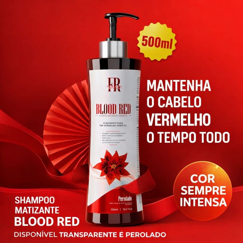 SHAMPOO BLOOD RED PEROLADO DE 500ML- BY FABIANA ROCHA