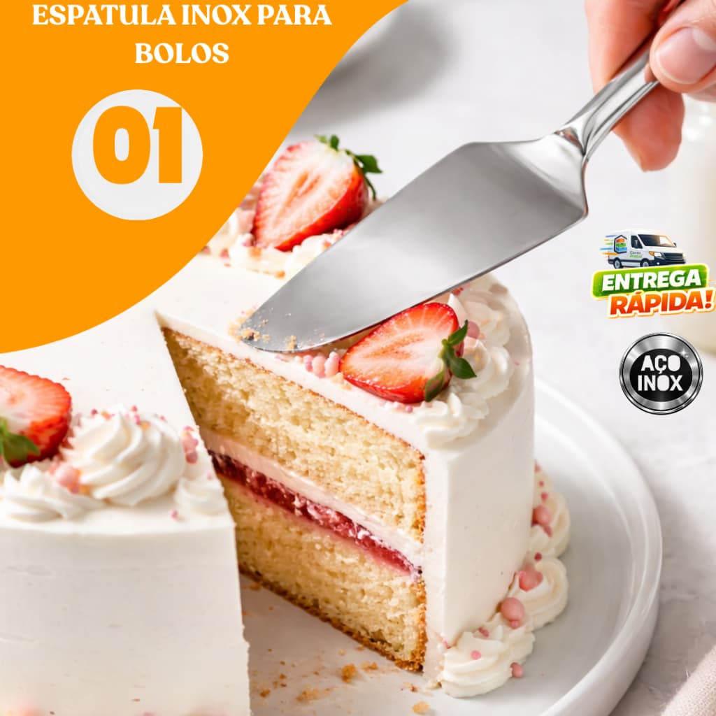 Espatula Reta Para Pudim Bolo Doce Aço Inox Para Casa Restaurante Buffet Doceria Perfeito