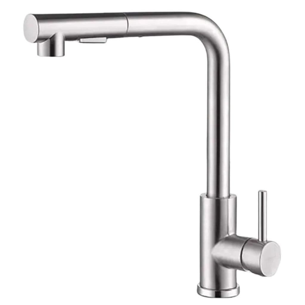 Torneira Cozinha Inox Monocomando Gourmet Com Bica Giratória e Ducha Retrátil Acabamento Escovado