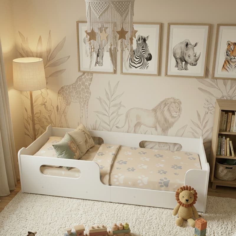 Mini Cama Infantil Encanto Menino Menina Montessoriana Branco Em MDF Quarto Infantil- AV