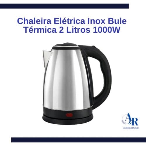 Chaleira Elétrica Inox Bule Térmica 2 Litros 1000W