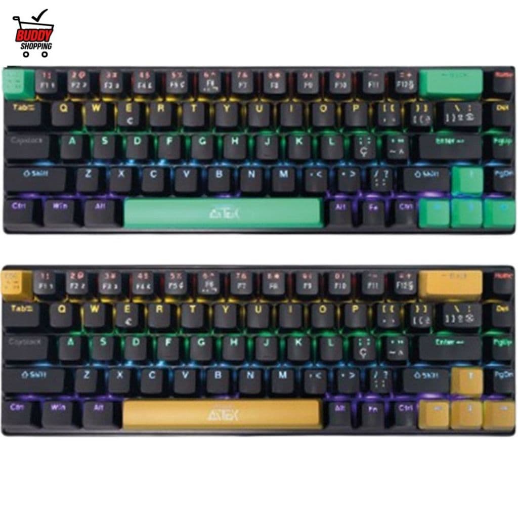 Teclado Mecânico Gamer RGB ABNT2 ATE-M0691 Compacto Layout BR Mini LED Para PC Setup Jogos