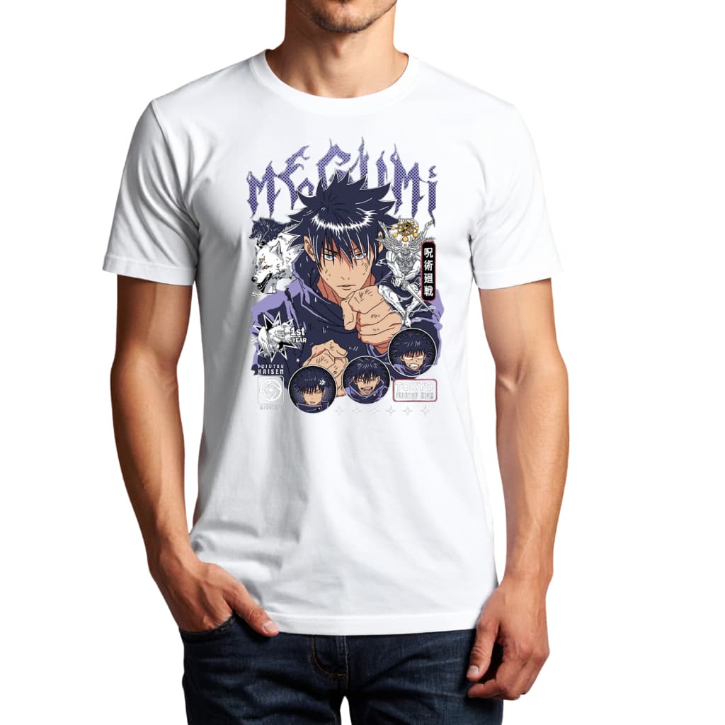 Camiseta Camisa Megumi Jujutsu Branca
