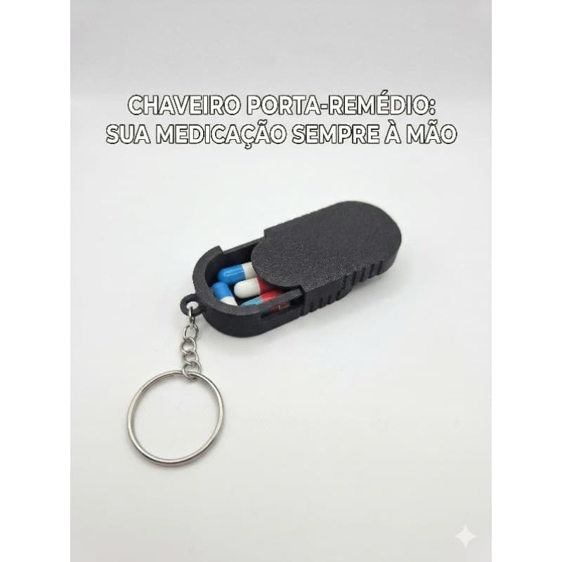 Chaveiro Porta Comprimidos e Remédios EDC - Organizador Portátil com Tampa Deslizante