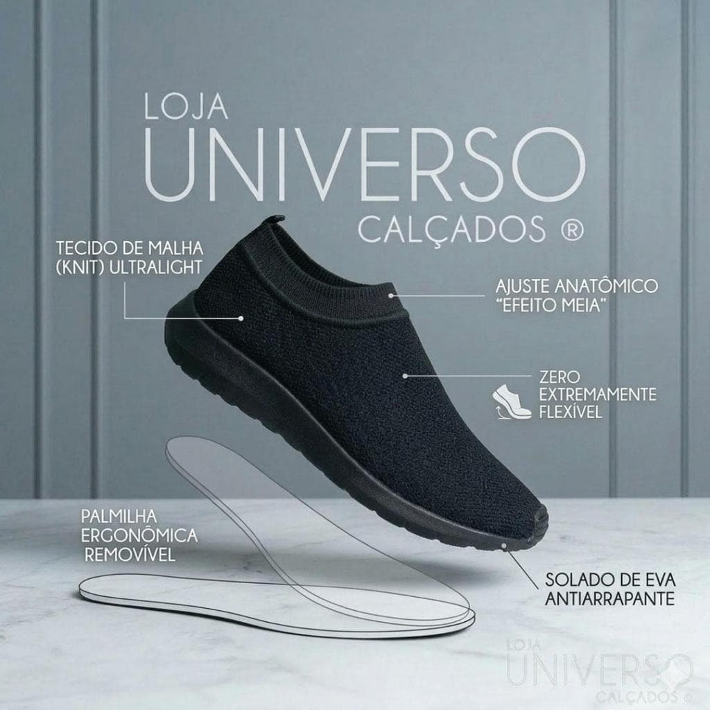 Tênis Meia Feminino Masculino Calce Fácil Sem Cadarço