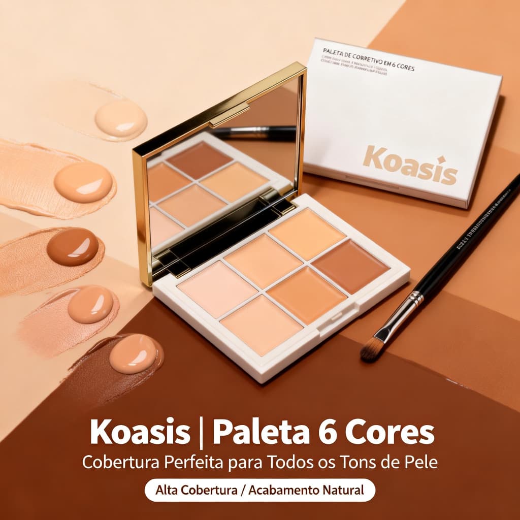 Paleta de Sombras Koasis 12 Cores Nude Matte e Cintilante Alta Pigmentação Longa Duração