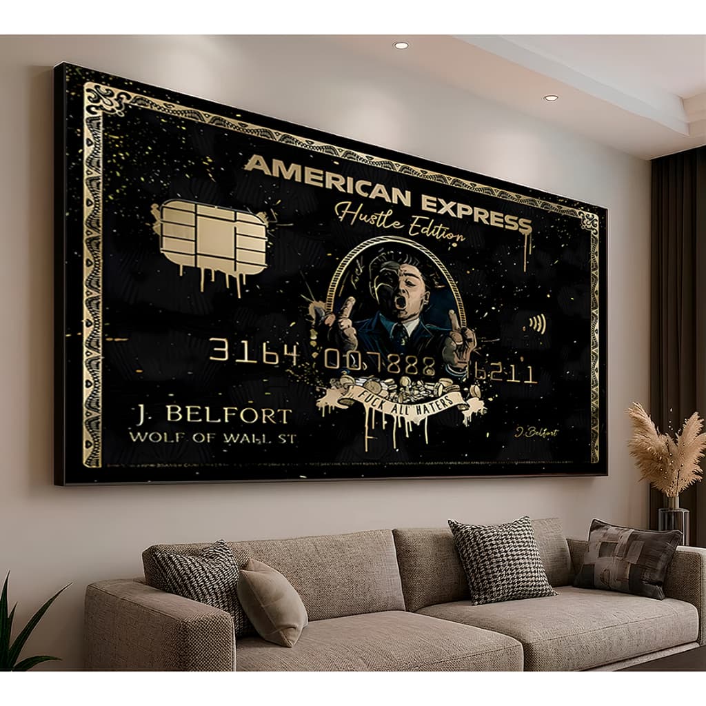 Quadro Decorativo American Express Lobo De Wall Street Cartão Black Sala Quarto Escritório