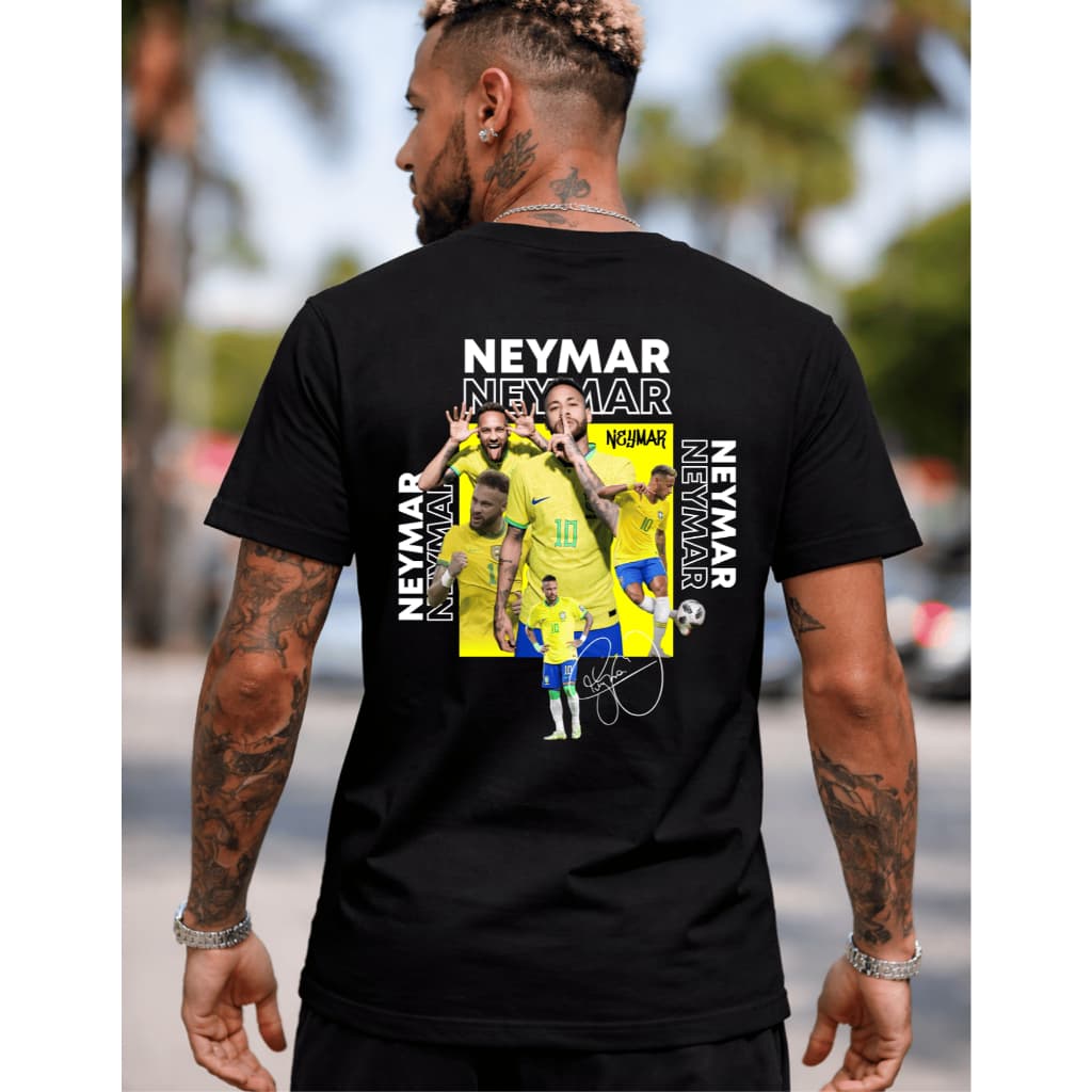 Camiseta Neymar estampado na costas Masculina Lisa Premium Algodão Conforto seleção envio imediato