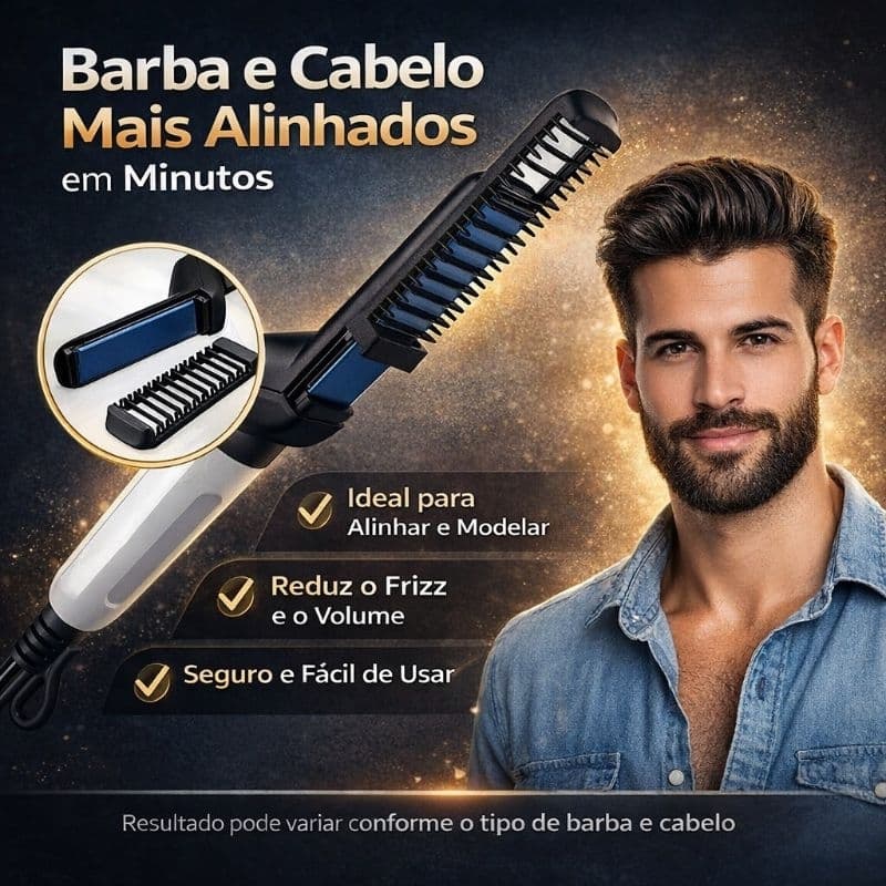 Chapinha para cabelo e barba masculino Pente Eletrico Escova Alisadora