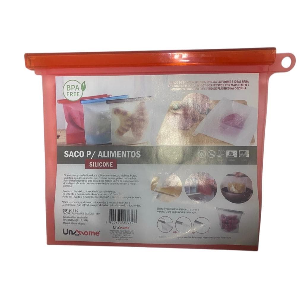 Saco de silicone reutilizável pode ir na air fryer geladeira freezer ideal para armazenar alimentos 1litro