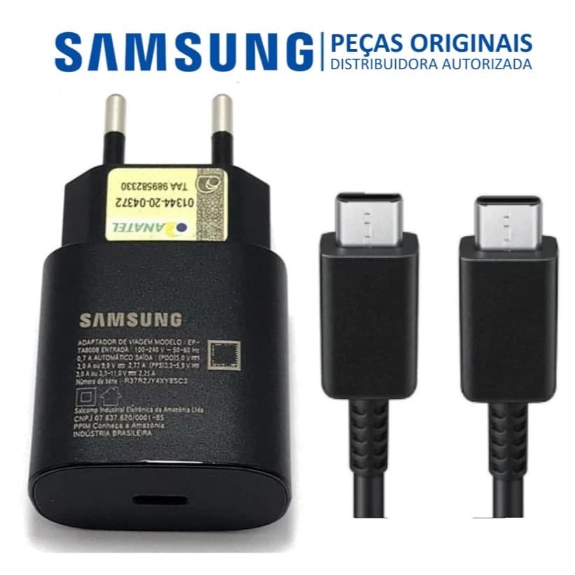 Carregador Original Samsung 45W Tipo C Super Rápido Compatível Galaxy Cabo C Qualidade Premium