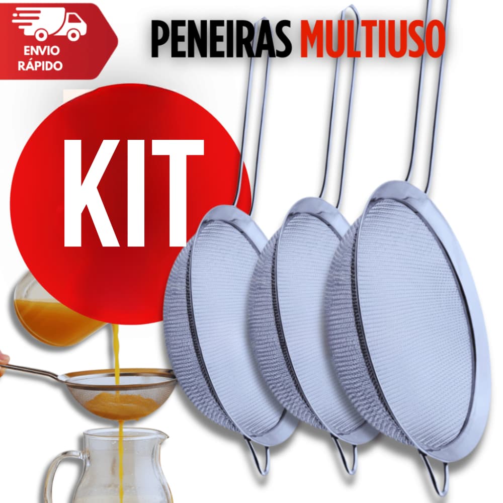 Peneira Coador de Aço Inox 12cm 14cm 18cm para Cozinha Casa Restaurante Oleo Farinha Peneiras