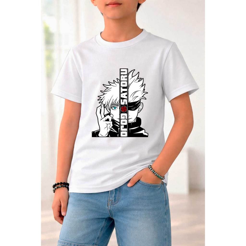 Camiseta Infantil Meninos Moda Street Blusa Juvenil Estampada Gojo Anime