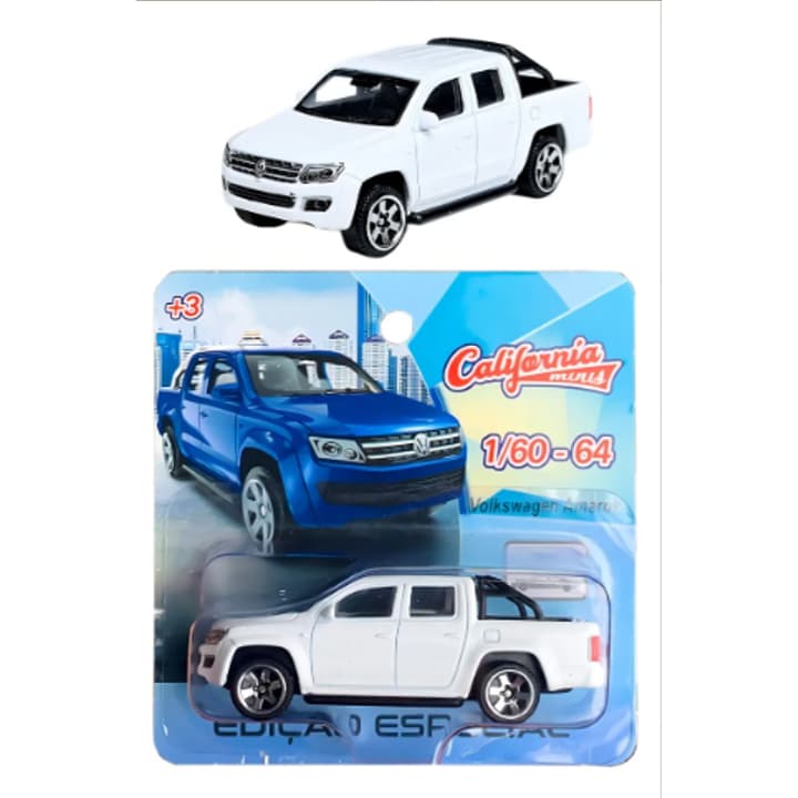 Carrinho Miniatura California Minis Vollkswagen Amarok Branca 1:64
