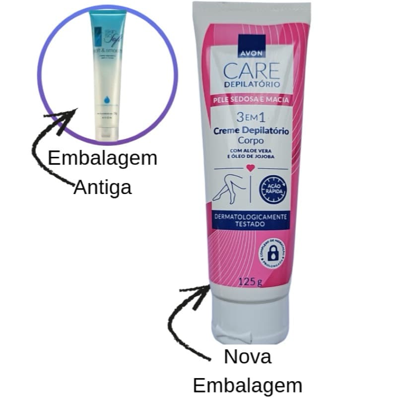Creme Depilatório 3 em 1 Avon Care 125g | Remove Pelos Sem Dor | Pele Lisa e Macia | Dermatologicamente Testado