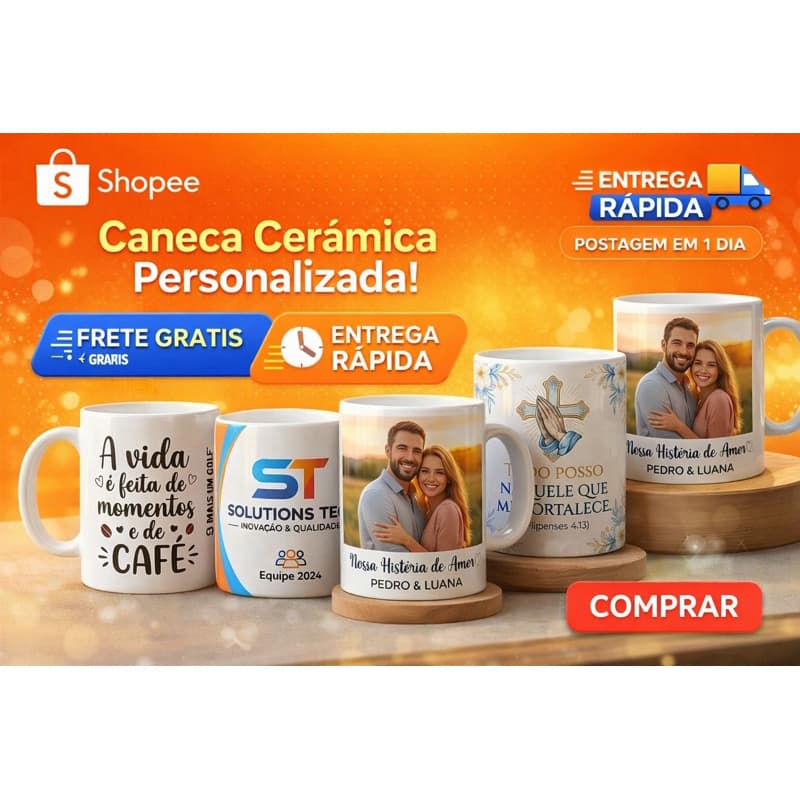 Caneca Personalizada com Foto Casal Nome | Presente Romântico 325ml | Bendita Papelaria