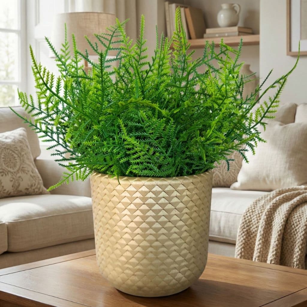 Arranjo Decorativo Planta Artificial Vaso Dourado Exclusivo