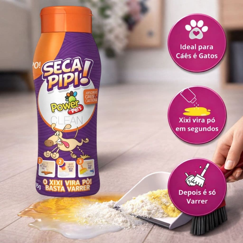 Seca Pipi Xixi Pó Higênico Power Pet´s Cães e Gatos 250g