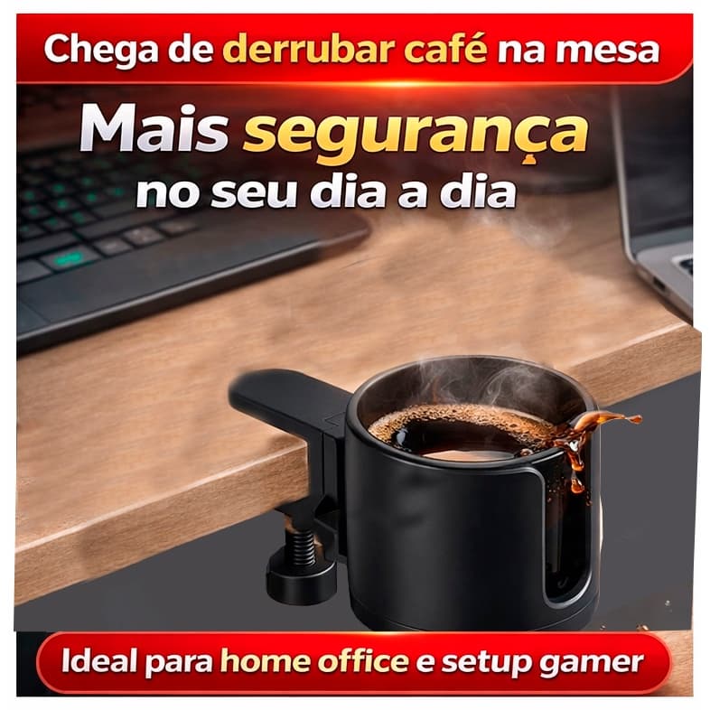 Suporte de Copo Porta Copo com Fixação Ajustável – Ideal para Home Office, Escritório e Setup Gamer