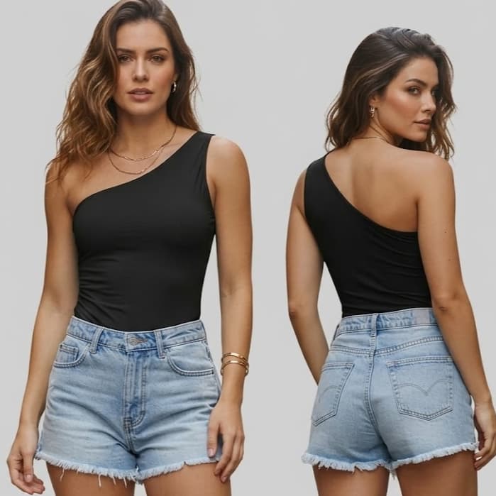 Body Feminino Mula Manga Moda Sem Bojo e Com forro Duplo Confortável em Suplex