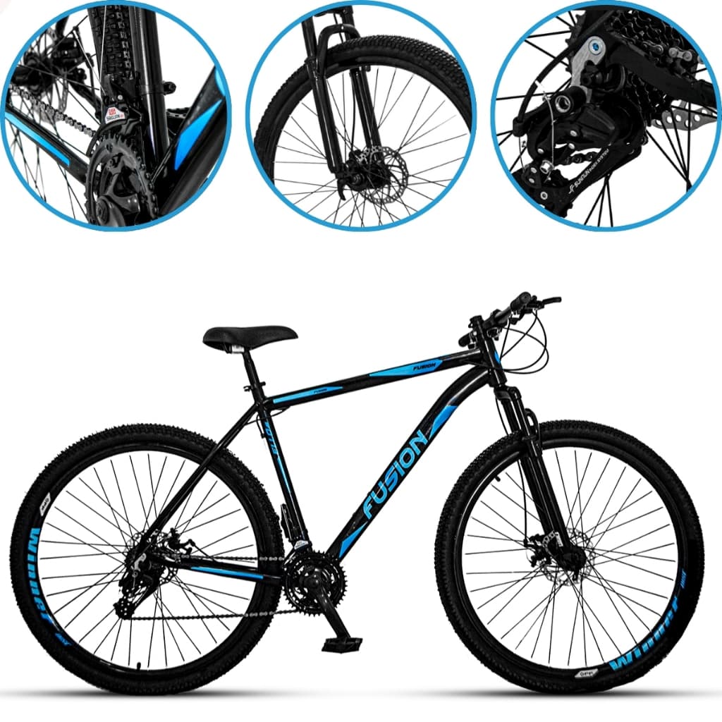 Bicicleta Aro 29 Fusion Alumínio Freio Disco 24 Marchas Mountain Bike Suspensão Dianteira Ello Bike