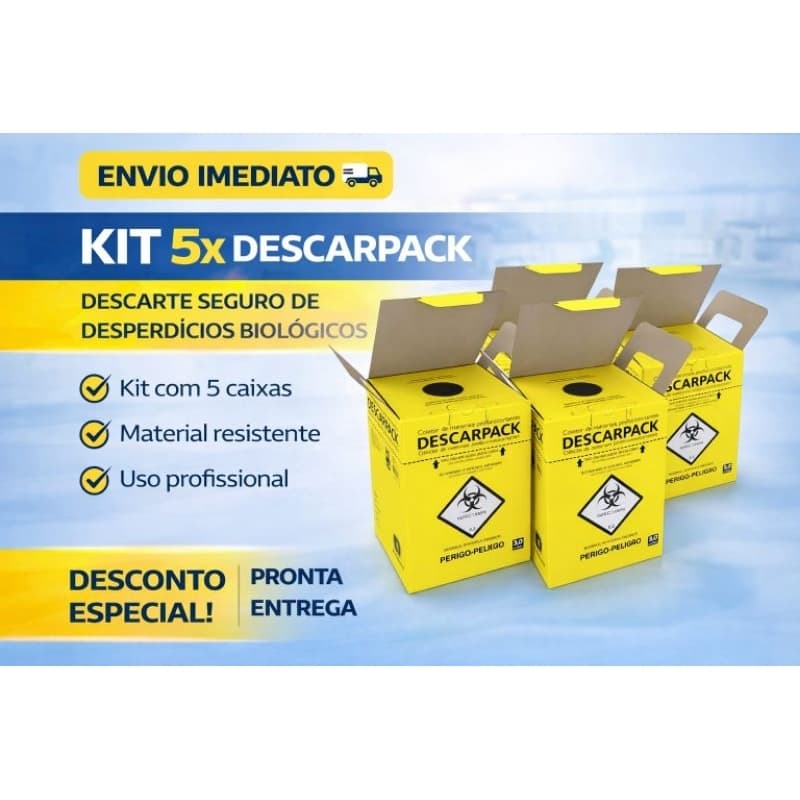 5 Caixas Descarpack 1,5 Litros Perfuro Cortante