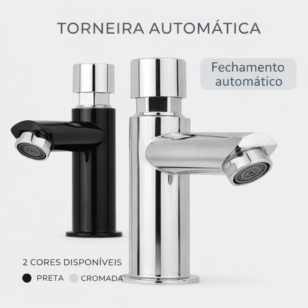 Torneira Banheiro Lavatório De Mesa Com Temporizador Fechamento Automático ABS