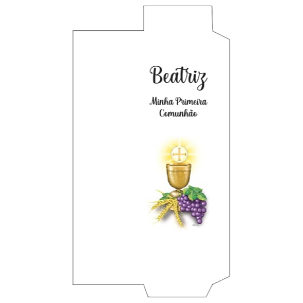 Saquinho Porta Talher Talheres Objeto de Papel Personalizado Tema 1º Primeira Comunhao Eucaristia 100 Unidades com Nome