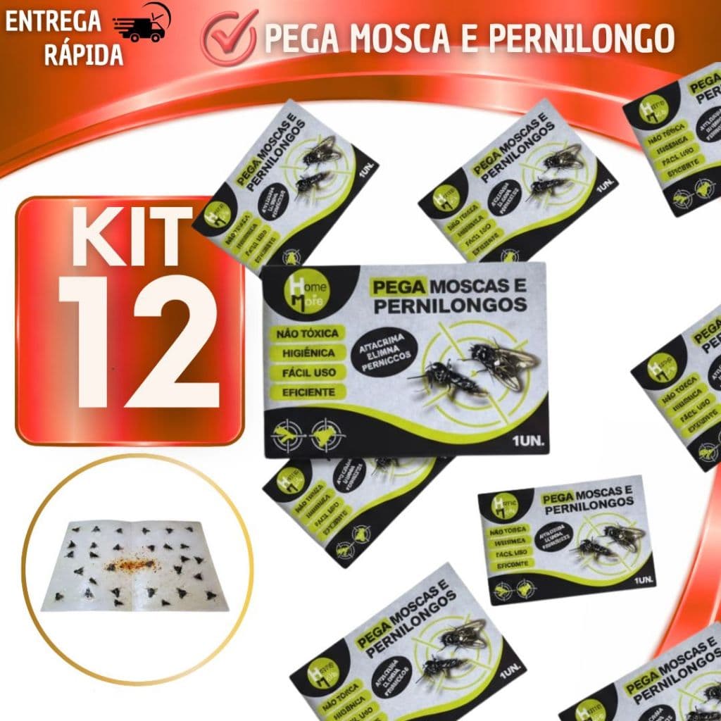 Pega Mosca Adesivo 8 ou 12 Unidades – Pega Moscas Fita Pegajosa Eficiente