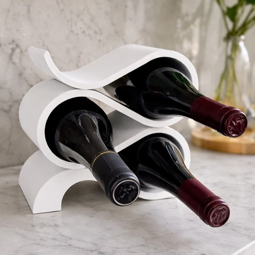 Adega de Vinhos Suporte Porta Vinho Decorativo para 3 Garrafas Design em Curvas