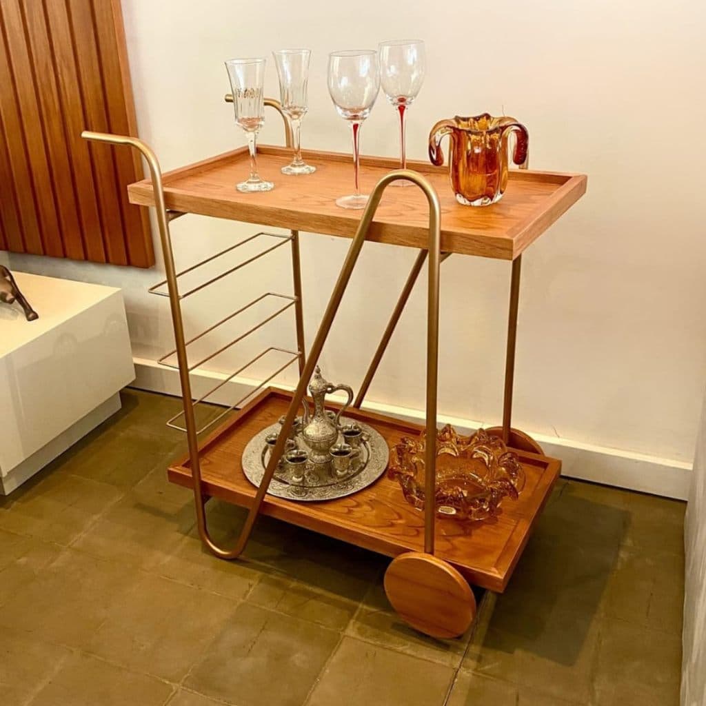 Carrinho Bar Bebidas Organizador Adega Amadeirado cinamomo Multiuso para Sala - Wine