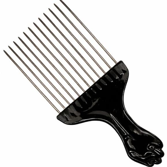 Pente Garfo Penteado Afro Dente Metal Aço Black Power