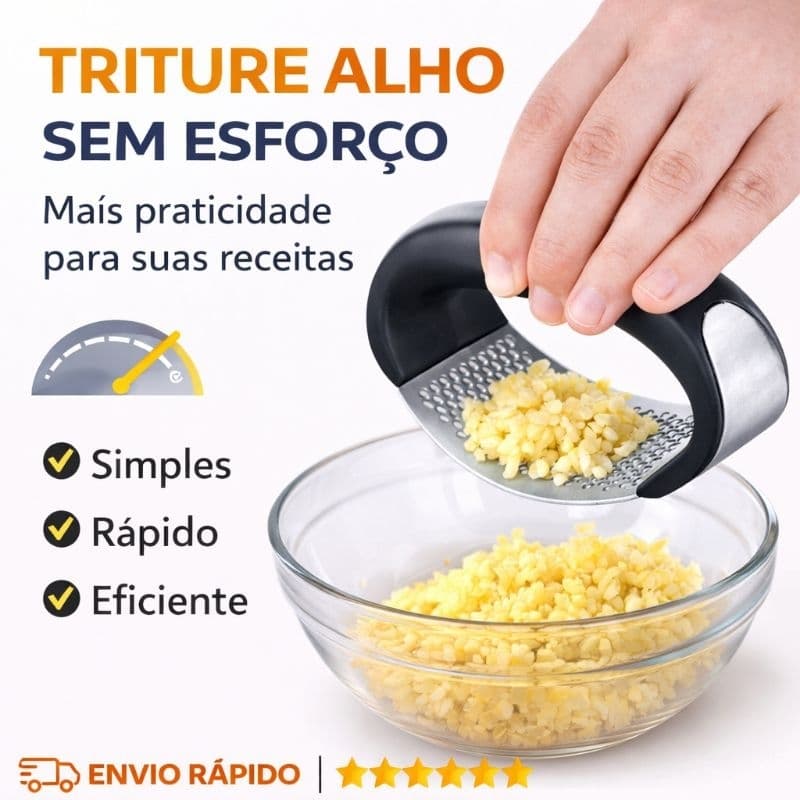 Espremedor de Alho Inox Profissional Amassador Triturador Manual Cozinha Resistente Fácil de Limpar