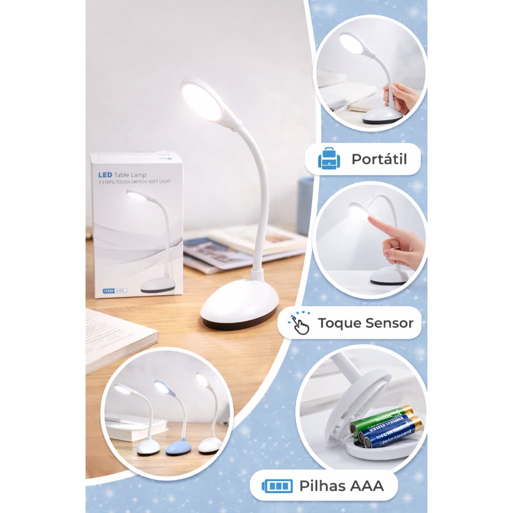 LUMINÁRIA DE MESA LED ( PORTATIL REDONDO) LLM-1015