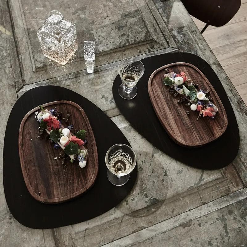 Kit de 3 Unidades Souplat - Jogo Americano Preto+Cadé Oval Material Premium Eclipse