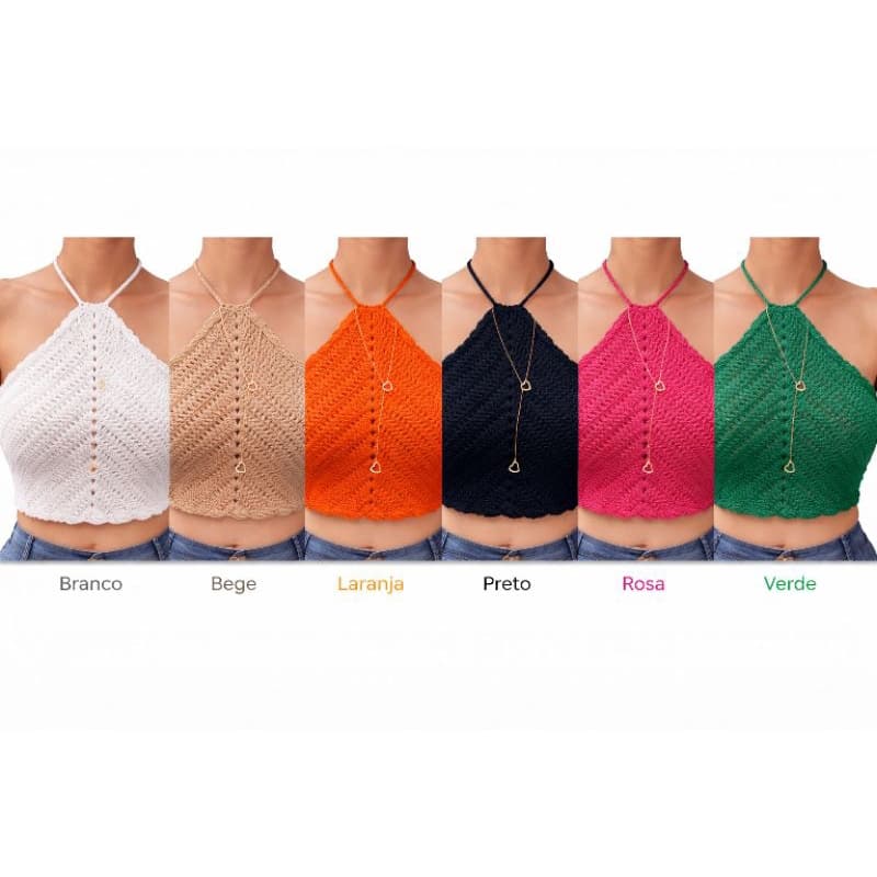 Cropped de Crochê Feminino, Top Triagulo Verão, Moda Feminina,Blusa Feminina