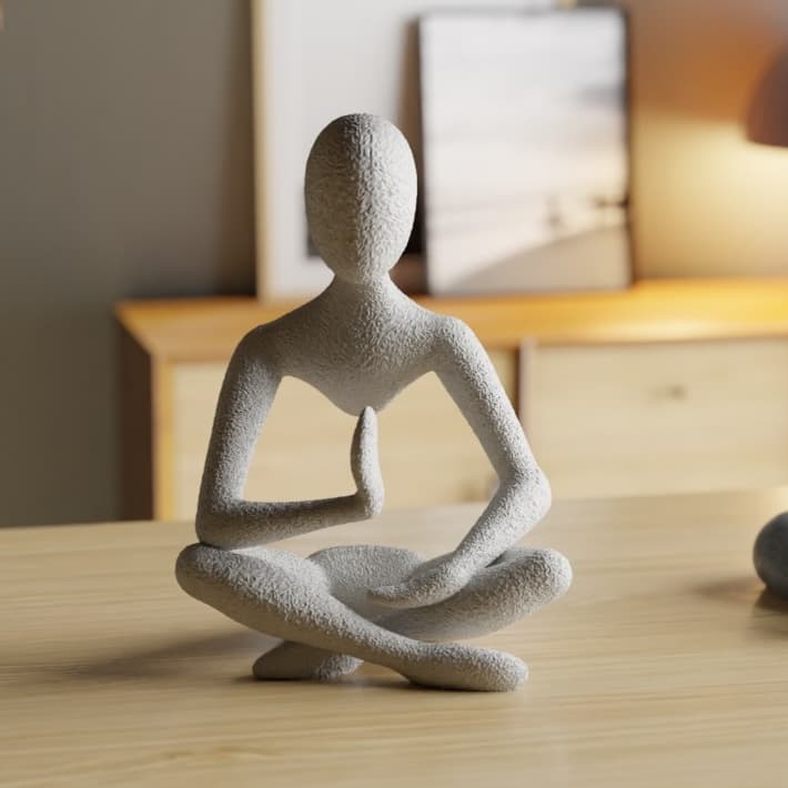 Estátua Meditação Yoga Decoração Escultura Minimalista Consultório Sala Quarto Escritório