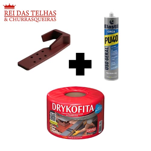 Kit Reparo Telhado - Fita Asfáltica + PU Selante + Grampo Fixa telha