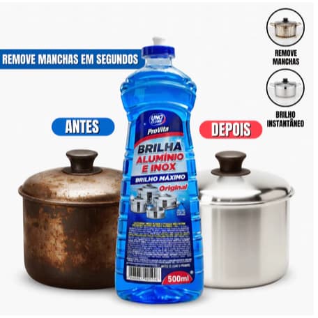 Limpa Alumínio e Inox Provita 500ml – Brilho Intenso Remove Crostas e Manchas Difíceis