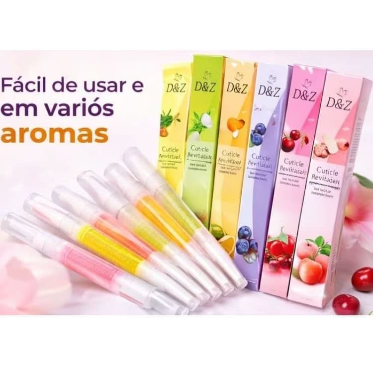 Kit Caneta Óleo Hidratante de Cutícula D&Z | Hidratante para Unhas | Fortalece e Nutre | Aromas Variados